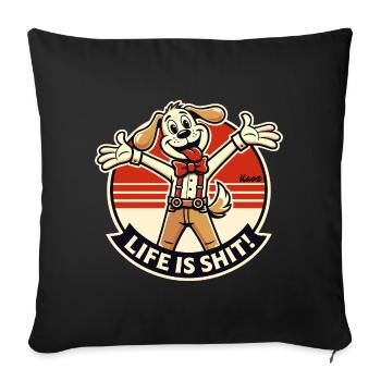 Retro dog and life is beautiful - Sofa pillowcase 17,3'' x 17,3'' (45 x 45 cm) - black - Front