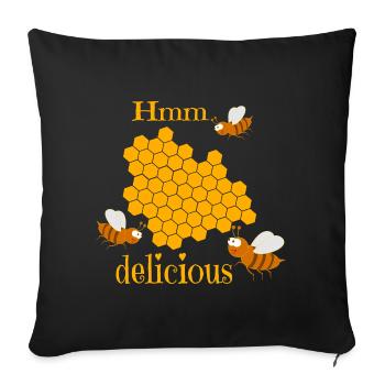 Abeilles avec nid d’abeilles - Housse de coussin décorative 45 x 45 cm - noir - Devant