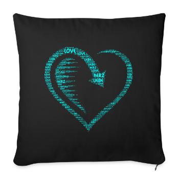 Big Heart, Heart, Arrow with Love, Love Heart - Sofa pillowcase 17,3'' x 17,3'' (45 x 45 cm) - black - Front