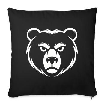 Dessin artistique minimaliste de la tête d’ours - Housse de coussin décorative 45 x 45 cm - noir - Devant