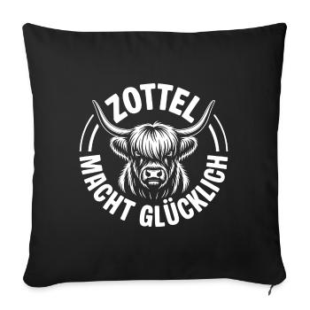 Highlands Highland cattle shaggy makes you happy - Sofa pillowcase 17,3'' x 17,3'' (45 x 45 cm) - black - Front
