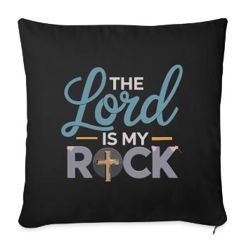 The Lord Is My Rock Christian Cross Motif Jesus - Sofa pillowcase 17,3'' x 17,3'' (45 x 45 cm) - black - Front