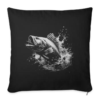 Pêcheur de carpes - Housse de coussin décorative 45 x 45 cm - noir - Devant