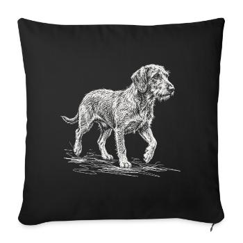 Croquis teckel – Design minimaliste de chien - Housse de coussin décorative 45 x 45 cm - noir - Devant
