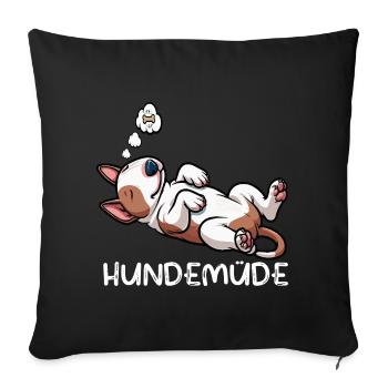 Hundemüde Miniatur Bullterrier Bully Bullterrier - Sofakissenbezug 45 x 45 cm - Schwarz - Vorne