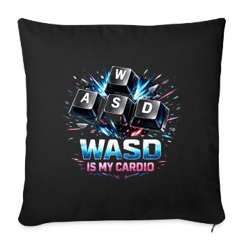Funny Gaming Keyboard WASD My Cardio Gamer - Sofa pillowcase 17,3'' x 17,3'' (45 x 45 cm) - black - Front