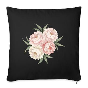 Peonies Bouquet in Pink - Sofa pillowcase 17,3'' x 17,3'' (45 x 45 cm) - black - Front