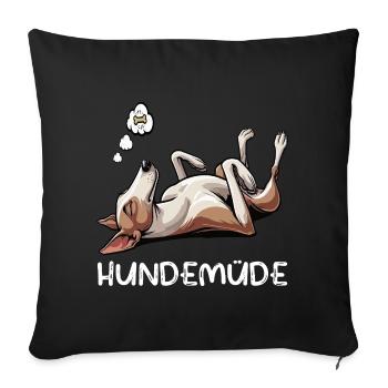 Hundemüde Podenco Podencos Podencoliebhaber  - Sofakissenbezug 45 x 45 cm - Schwarz - Vorne