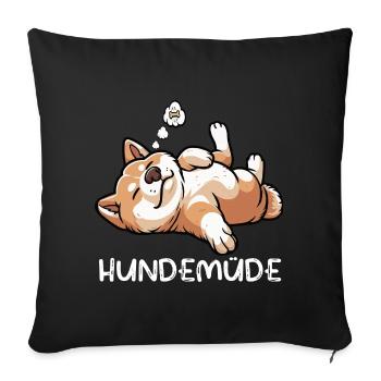 Hundemüde Akita Akitabesitzer Akitas Akitahalter - Sofakissenbezug 45 x 45 cm - Schwarz - Vorne