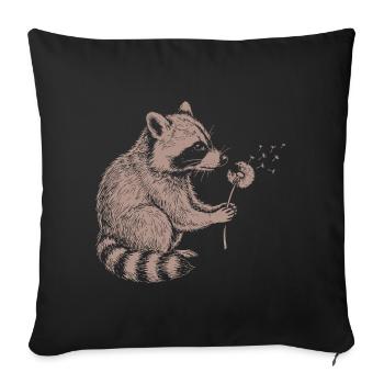 Raton laveur fantaisiste Pissenlit Animal Vintage Sketch - Housse de coussin décorative 45 x 45 cm - noir - Devant