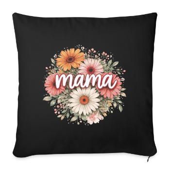 MAMA Retro Daisy Bouquet | Gift - Sofa pillowcase 17,3'' x 17,3'' (45 x 45 cm) - black - Front