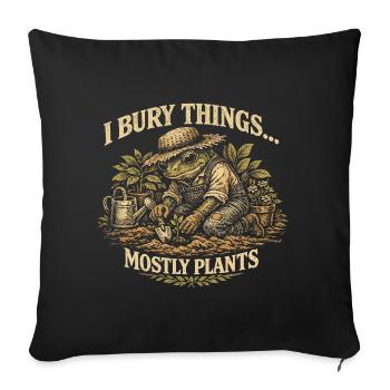 Frog Gardening Humor Gardener Plant - Sofa pillowcase 17,3'' x 17,3'' (45 x 45 cm) - black - Front