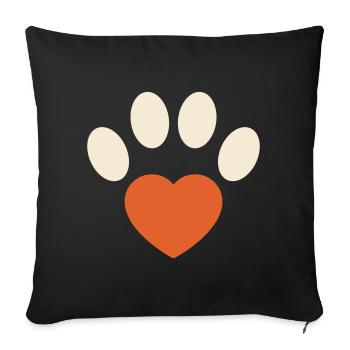 Dog Paw Heart - Dog Love Dog Mom Gift - Sofa pillowcase 17,3'' x 17,3'' (45 x 45 cm) - black - Front