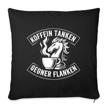 Schach Kaffee T-Shirt | Witziges Spieler Geschenk - Sofakissenbezug 45 x 45 cm - Schwarz - Vorne