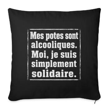 Alcool Cadeau humour personnalisé - Housse de coussin décorative 45 x 45 cm - noir - Devant