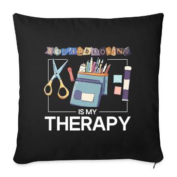 Scrapbooking is therapy - Sofa pillowcase 17,3'' x 17,3'' (45 x 45 cm) - black - Front