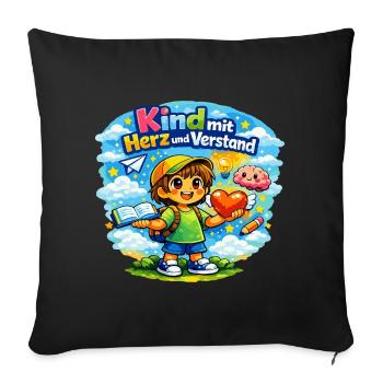 Kind mit Herz und Verstand - Sofakissenbezug 45 x 45 cm - Schwarz - Vorne