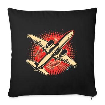 Graphismes d’avion - Housse de coussin décorative 45 x 45 cm - noir - Devant