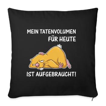Schlafende Katze – Tatenvolumen aufgebraucht - Sofakissenbezug 45 x 45 cm - Schwarz - Vorne