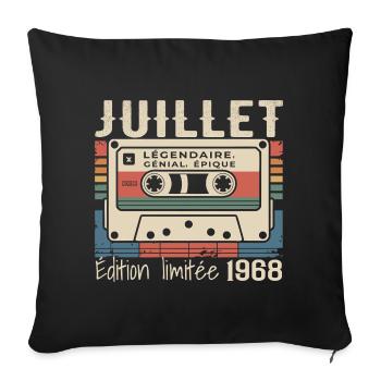 Juillet 1968 Cadeau Anniversaire Juillet 1968  - Housse de coussin décorative 45 x 45 cm - noir - Devant