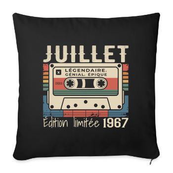 Juillet 1967 Cadeau Anniversaire Juillet 1967  - Housse de coussin décorative 45 x 45 cm - noir - Devant