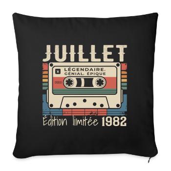 Juillet 1982 Cadeau Anniversaire Juillet 1982 - Housse de coussin décorative 45 x 45 cm - noir - Devant