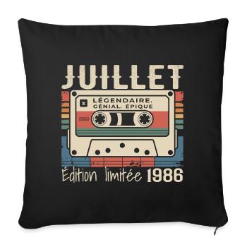 Juillet 1986 Cadeau Anniversaire Juillet 1986  - Housse de coussin décorative 45 x 45 cm - noir - Devant