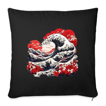 Grande Vague de Kanagawa - Housse de coussin décorative 45 x 45 cm - noir - Devant