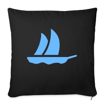 Voilier (1c) - Housse de coussin décorative 45 x 45 cm - noir - Devant