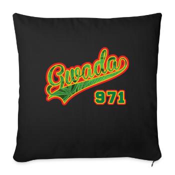 Guadeloupe Gwada 971 Cannabis - Housse de coussin décorative 45 x 45 cm - noir - Devant