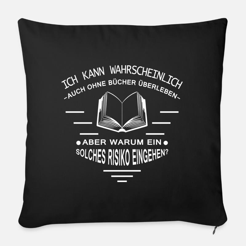 Leben ohne Bücher - Sofakissenbezug 45 x 45 cm - Schwarz
