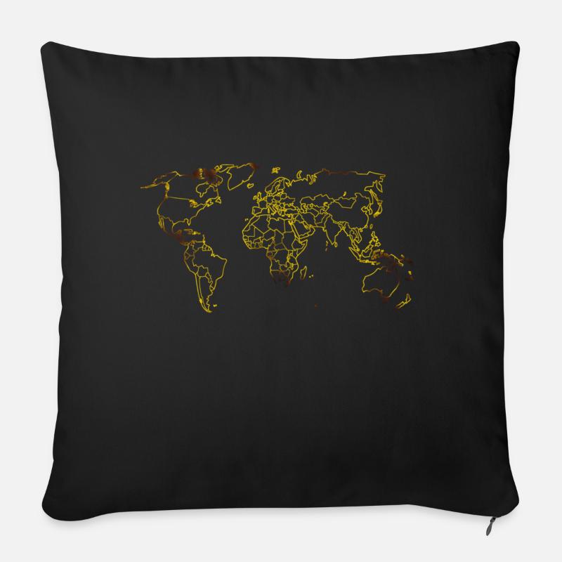 world - Housse de coussin décorative 45 x 45 cm - noir