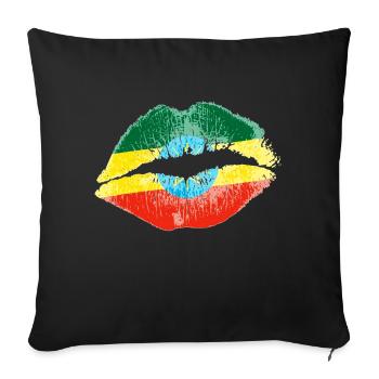 Kiss (Ethiopia) - Sofa pillowcase 17,3'' x 17,3'' (45 x 45 cm) - black - Front