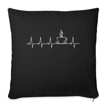 Coffee - heart beat - Sofa pillowcase 17,3'' x 17,3'' (45 x 45 cm) - black - Front