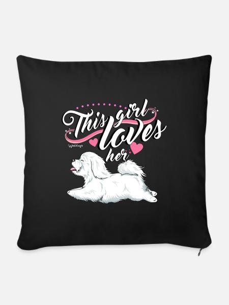 Coton De Tuléar Fille - Housse de coussin décorative 45 x 45 cm - noir