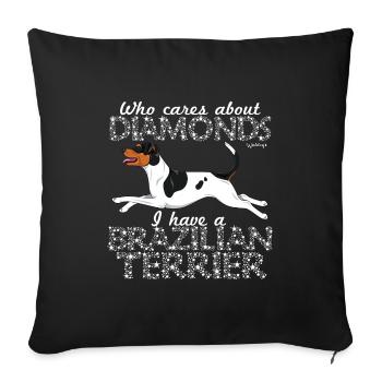 Brasilianischer Terrier Diamonds3 - Sofakissenbezug 45 x 45 cm - Schwarz - Vorne