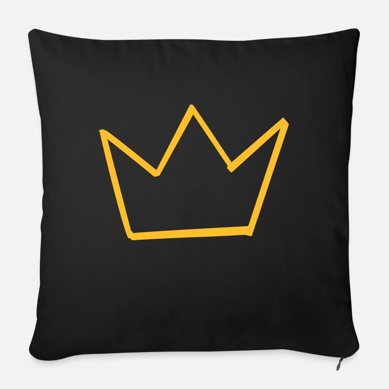Crown Krone couronne diadème corona - Housse de coussin décorative 45 x 45 cm - noir