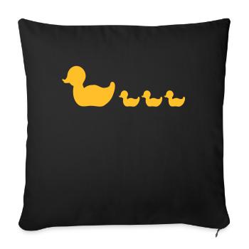 Gummienten-Familien / rubber duck family (1c) - Sofa pillowcase 17,3'' x 17,3'' (45 x 45 cm) - black - Front