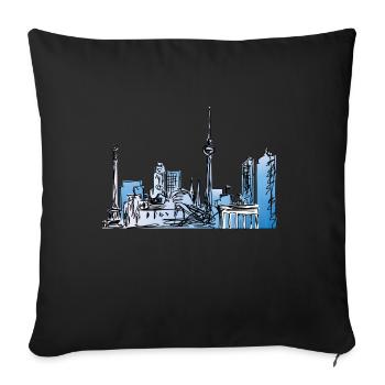 Berlin gezeichnet - Sofakissenbezug 45 x 45 cm - Schwarz - Vorne