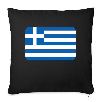 GREECE FLAG round corner 400 dpi - Housse de coussin décorative 45 x 45 cm - noir - Devant