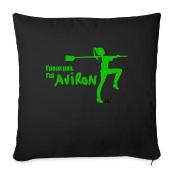 Je peux pas j'ai aviron (filles) - Housse de coussin décorative 45 x 45 cm - noir - Devant