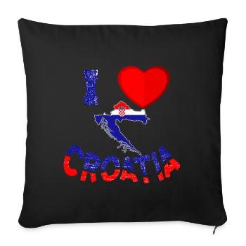 I love croatia T-Shirt - Croatia gift - Sofa pillowcase 17,3'' x 17,3'' (45 x 45 cm) - black - Front