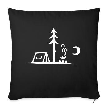 camping lagerfeuer mond - Housse de coussin décorative 45 x 45 cm - noir - Devant