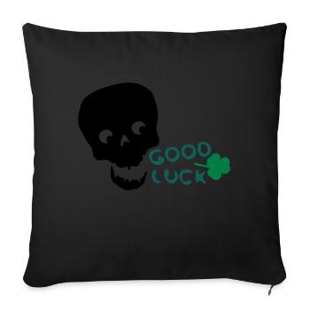 Good Luck shamrock txt & skull - Sofa pillowcase 17,3'' x 17,3'' (45 x 45 cm) - black - Front