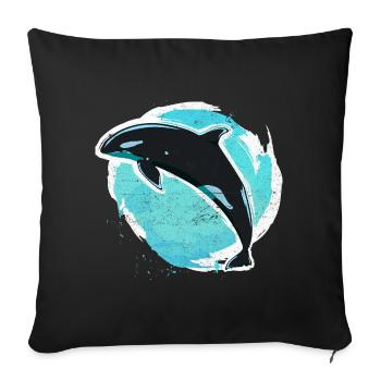 Vintage killer whale killer whale - Sofa pillowcase 17,3'' x 17,3'' (45 x 45 cm) - black - Front
