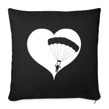 Herz Fallschirm Skydive - Sofakissenbezug 45 x 45 cm - Schwarz - Vorne
