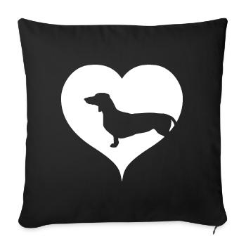 Heart dachshund dog - Sofa pillowcase 17,3'' x 17,3'' (45 x 45 cm) - black - Front