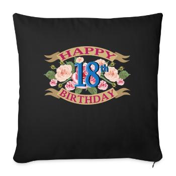 Congratulations on the 18th birthday gift - Sofa pillowcase 17,3'' x 17,3'' (45 x 45 cm) - black - Front