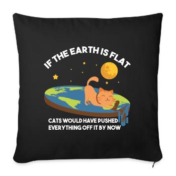 Flat Earth Cat Satire - Sofa pillowcase 17,3'' x 17,3'' (45 x 45 cm) - black - Front
