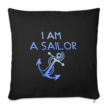 Je suis un marin "je suis un marin" - Housse de coussin décorative 45 x 45 cm - noir - Devant